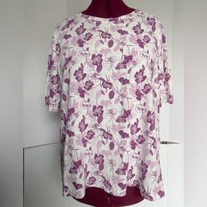 Womens Duluth Trading Co Shirt Violet and Pink Floral Purple Pink Sz XL